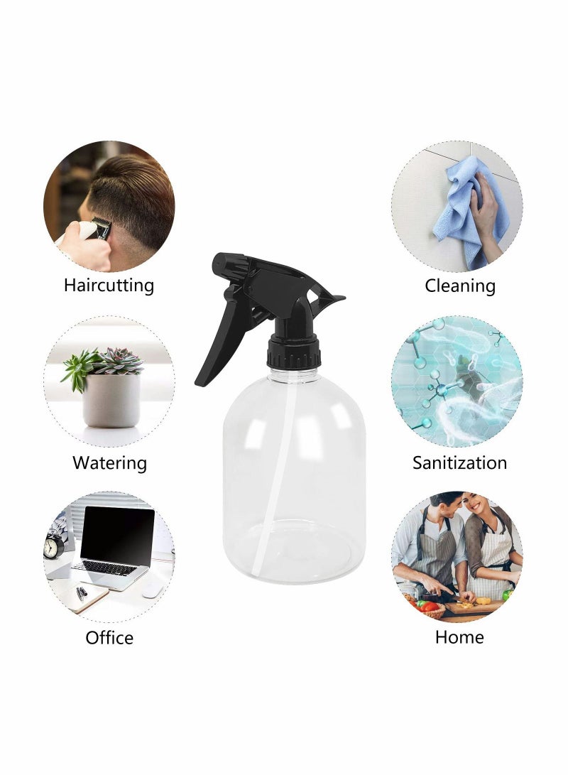 Excefore Clear Plastic Spray Bottles, 2-Pack 16oz/500ml Refillable Empty Spray Bottles with Adjustable Nozzle from Fine to Stream, Durable Liquid Sprayer for Hair, Spas, Cleaning Solutions, Plants  - Image 3