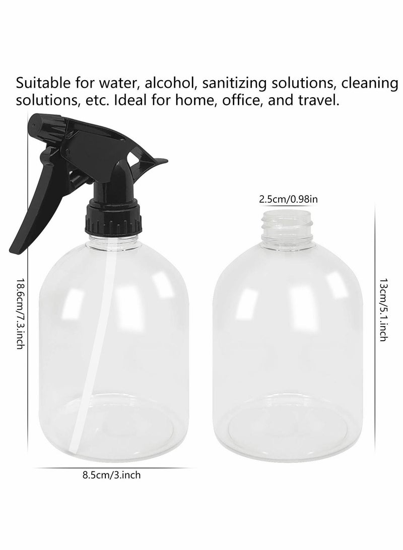 Excefore Clear Plastic Spray Bottles, 2-Pack 16oz/500ml Refillable Empty Spray Bottles with Adjustable Nozzle from Fine to Stream, Durable Liquid Sprayer for Hair, Spas, Cleaning Solutions, Plants  - Image 5
