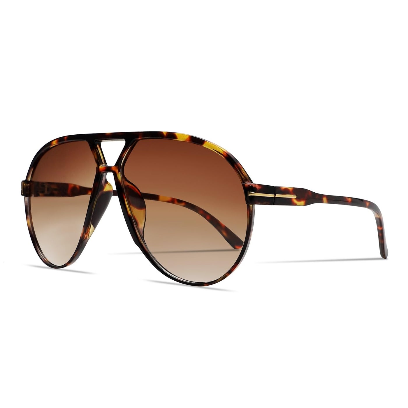 GUVIVI Retro Aviator Sunglasses for Women Men Oversized Classic 70s Vintage Trendy Tangle Free Square Aviators Tortoise Sun Glasses