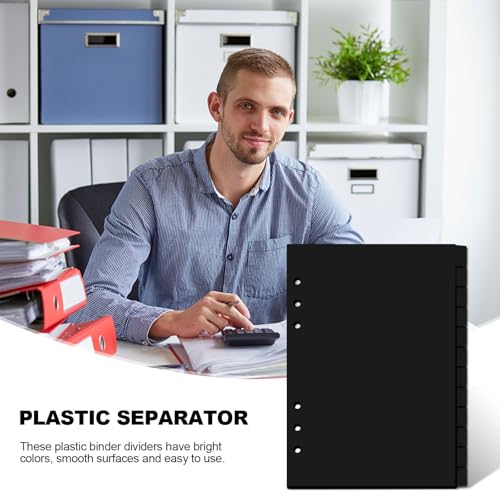 Koqye A5 12-Tab 6-Ring Binder Dividers Set with Gold Stickers, Black Plastic Index Tabs Separators for Planner (12Tabs) - Image 4