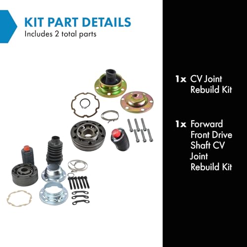 TRQ Front Drive Shaft CV Joint Rebuild 2 Piece Kit Set for 1999-2004 Jeep Grand Cherokee with Quadra-Drive 4WD / 2002-2007 Jeep Liberty - Image 2