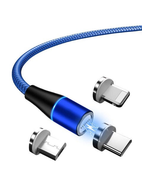 3 in 1 Magnetic Charging Cable 3A Fast Charging Compatible with Micro USB Type C and Lightning