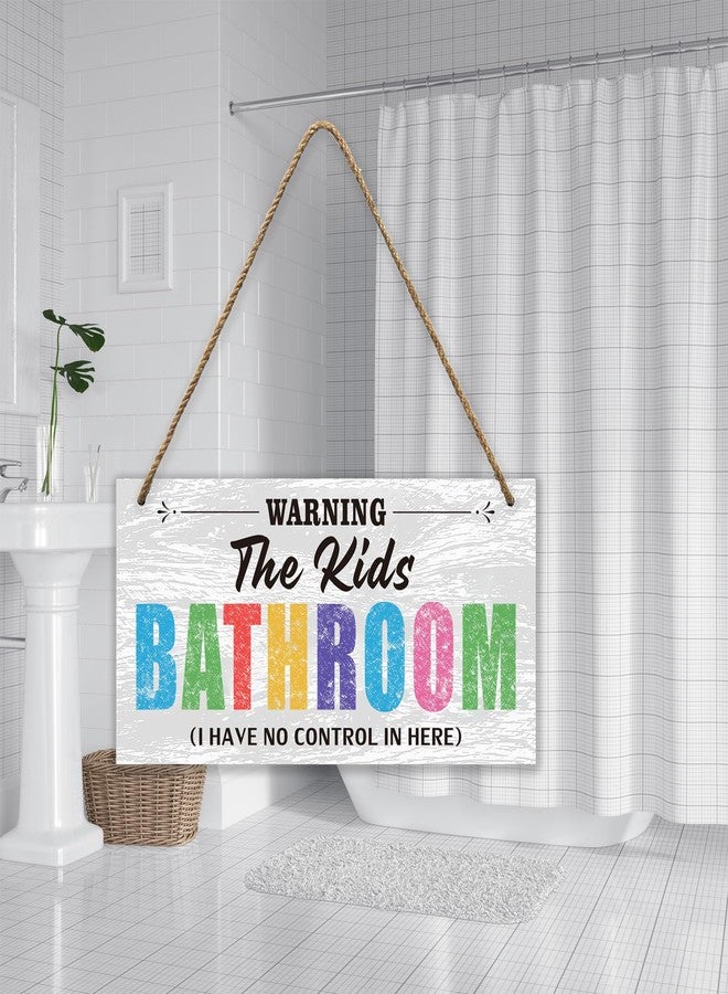 FEXICHUJI Kids Bathroom Wood Sign Decor,Bathroom Door Signs Decor for Kids,Farmhouse Bathroom Signs Wall Decor,Toilet Hanging Restroom Door Sign,Bath Signs for Bathroom Wall Art Decor,I Have No Control In Here - Image 5