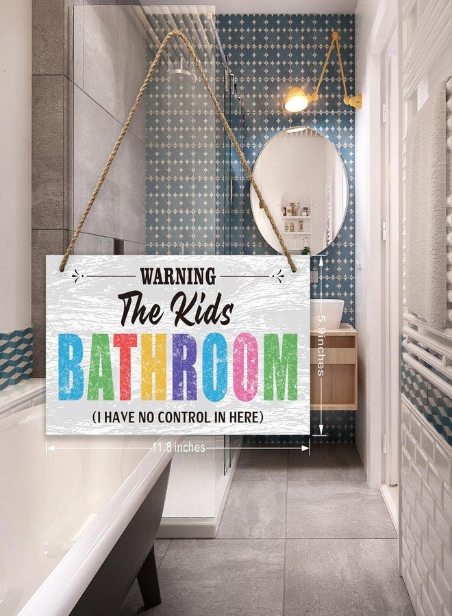 FEXICHUJI Kids Bathroom Wood Sign Decor,Bathroom Door Signs Decor for Kids,Farmhouse Bathroom Signs Wall Decor,Toilet Hanging Restroom Door Sign,Bath Signs for Bathroom Wall Art Decor,I Have No Control In Here - Image 2
