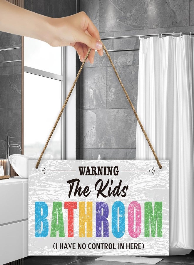 FEXICHUJI Kids Bathroom Wood Sign Decor,Bathroom Door Signs Decor for Kids,Farmhouse Bathroom Signs Wall Decor,Toilet Hanging Restroom Door Sign,Bath Signs for Bathroom Wall Art Decor,I Have No Control In Here - Image 3