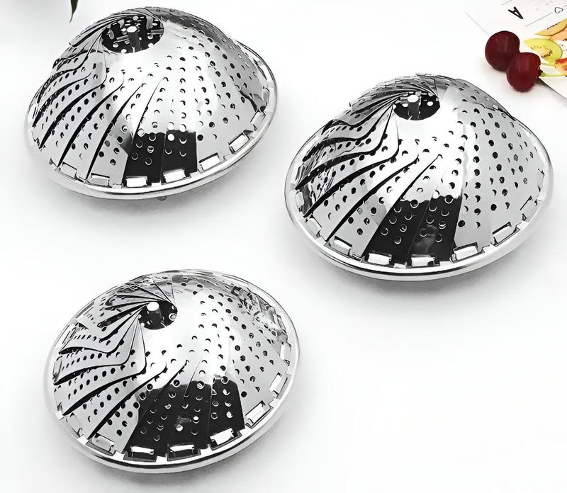 Expandable Steamer - Multi-Purpose Stainless Steel Basket Perfect for Vegetables, Eggs, Dumplings, and Seafood, Folds Flat for Storage and Promotes Nutritious Cooking (3pcs) - Image 1
