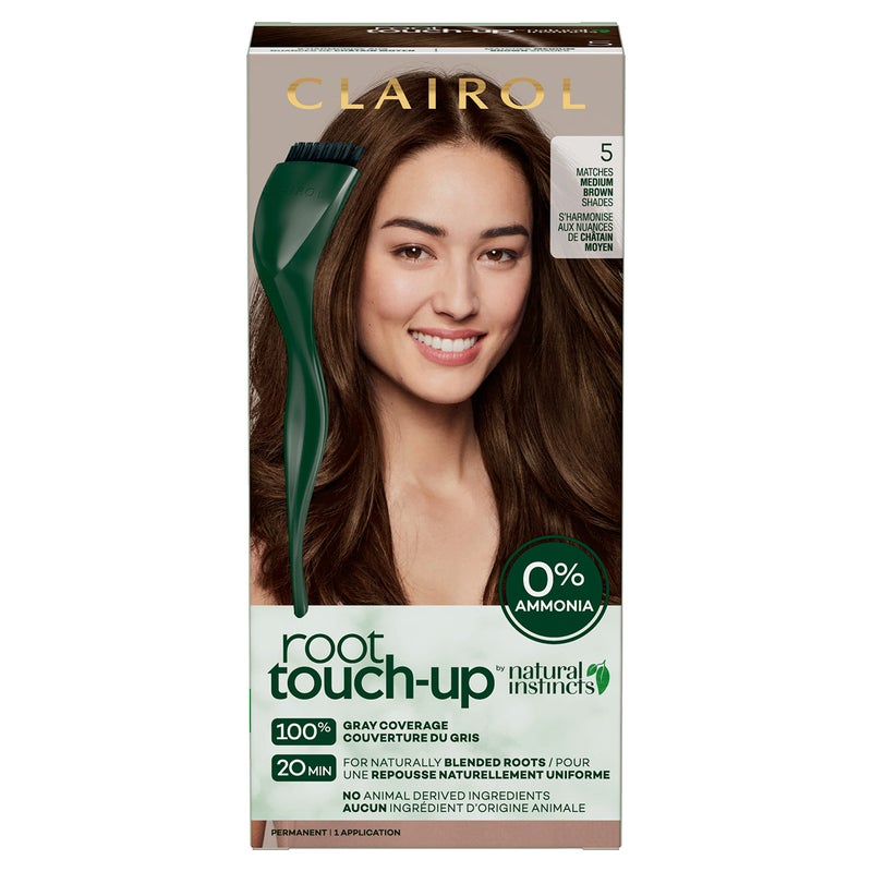 Clairol Root Touch-Up by Natural Instincts Permanent Hair Dye, 5 Medium Brown Hair Color, Pack of 1 - Image 1