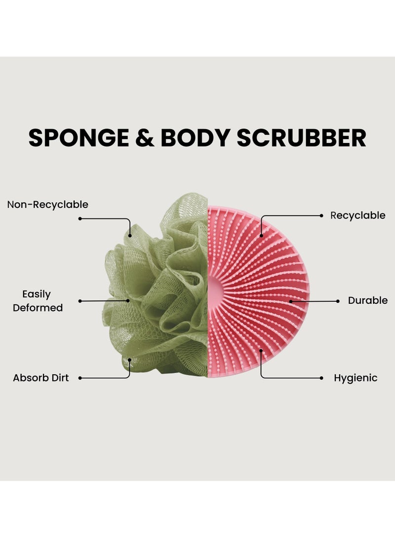 بونيتو فرشاة تقشير الجسم المصنوعة من السيليكون، فرشاة تقشير لطيفة للجسم للاستخدام في الاستحمام، ليفة سيليكون بشعيرات سهلة الترغية لجميع أنواع البشرة (وردي) - Image 4