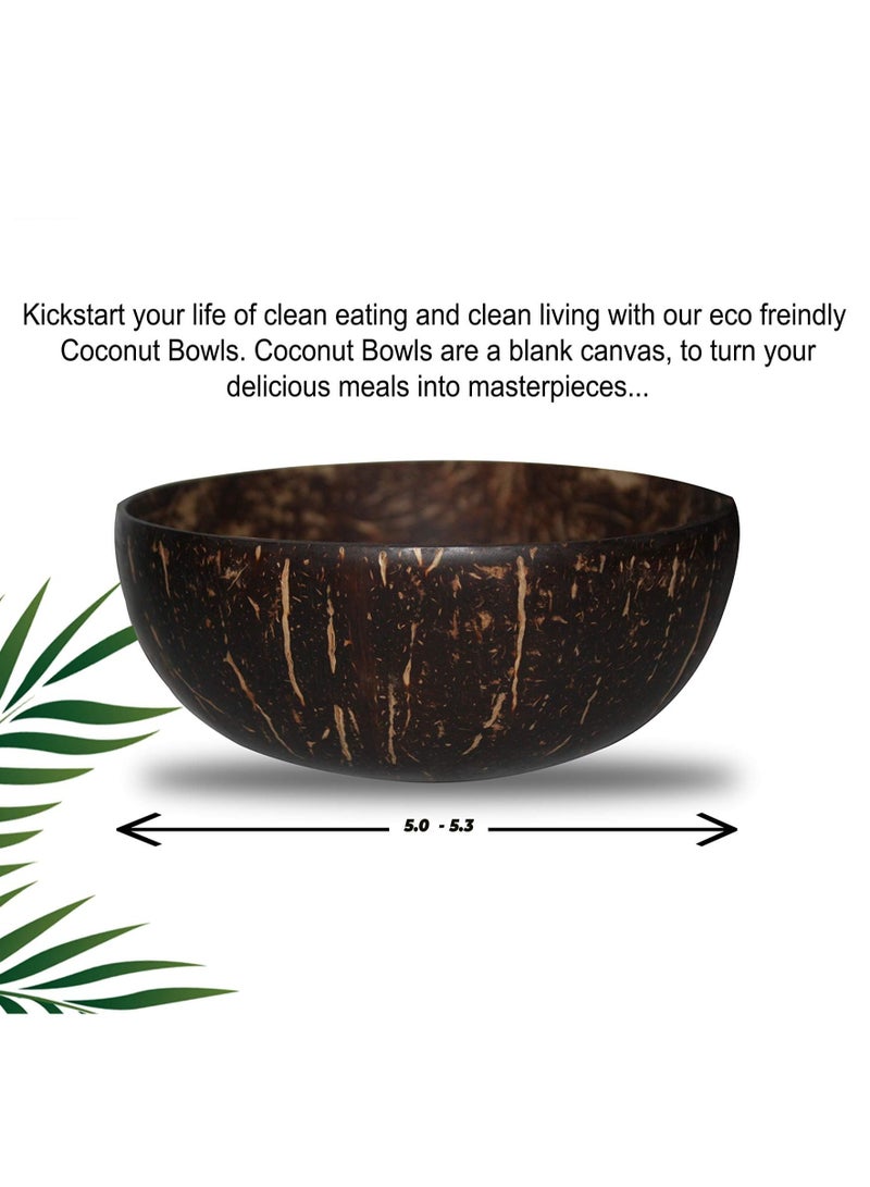 Jolley Coconut Bowls and Spoons Set of 2 Natural Wooden Acai Smoothie Bowls for Ice Cream Rice Noodles Ramen Side Dish Snack Dessert Everyday Use - Image 2