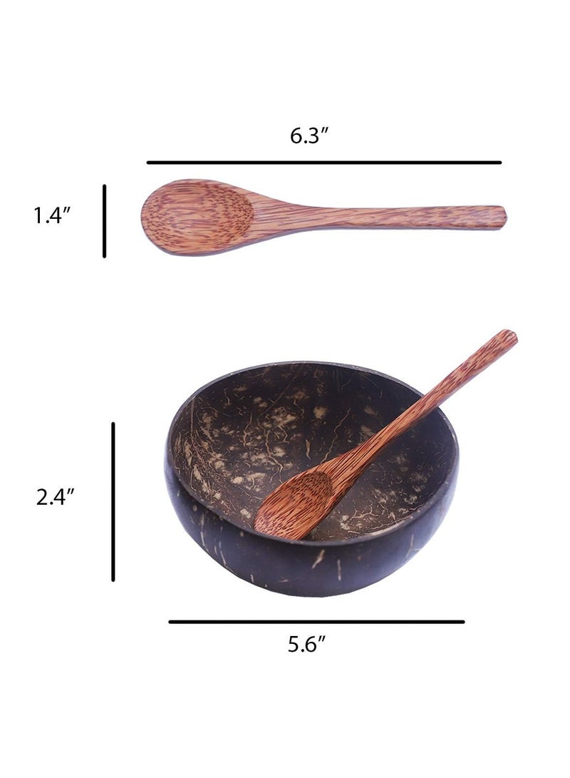 Jolley Coconut Bowls and Spoons Set of 2 Natural Wooden Acai Smoothie Bowls for Ice Cream Rice Noodles Ramen Side Dish Snack Dessert Everyday Use - Image 4