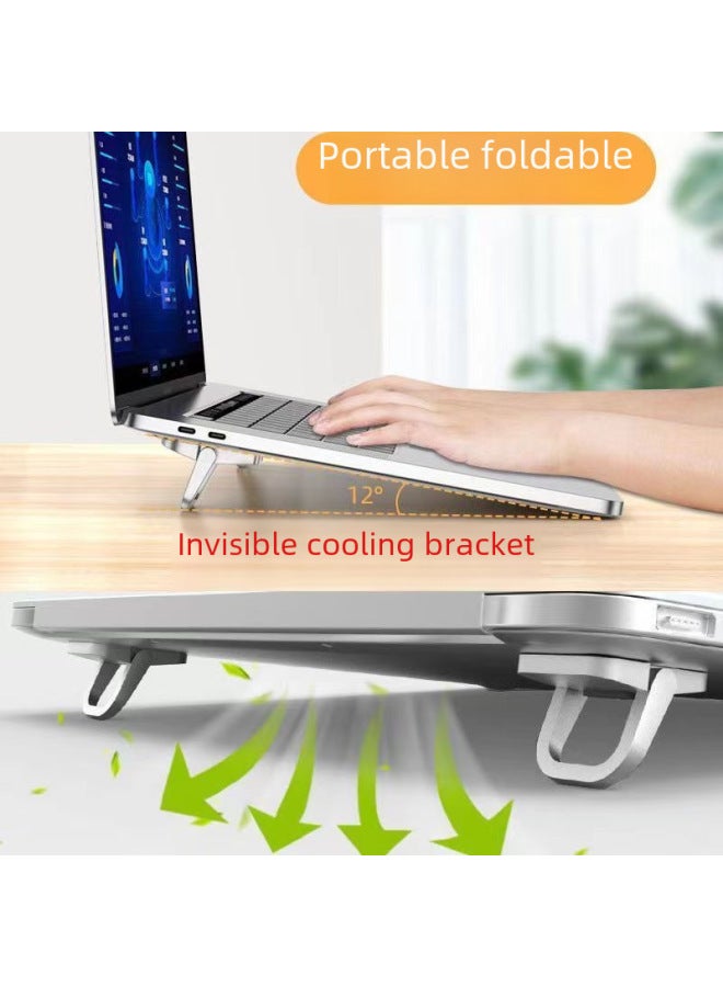Invisible Adhesive Laptop Stand Desktop Heightening Pad Portable Cooling Keyboard Base Foot Support Bracket Computer Holder-Color:Three-speed Silver (bag) - Image 3