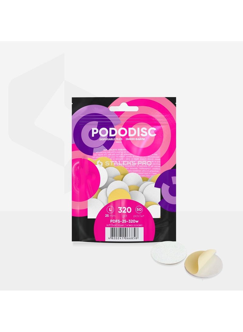 STALEKS PRO Disposable white files on soft foam layer for pedicure disc - PODODISC L EXPERT | 320 grit (50 pcs) - Image 3