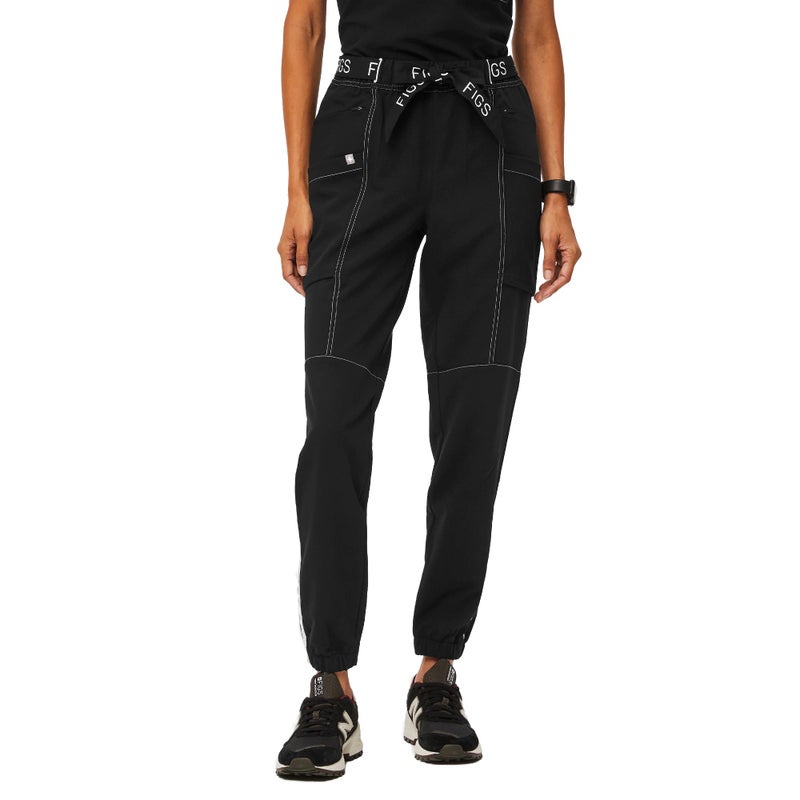 FIGS Winton High Waisted Cargo Jogger Scrub Pants for Women BlackWhite Medium