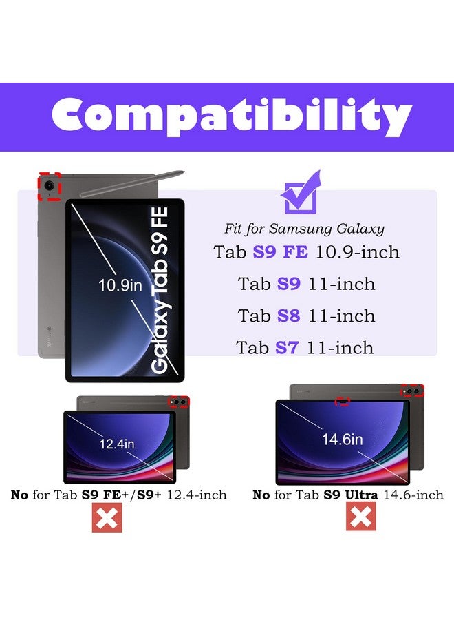 YRH for Galaxy Tab S9 FE 5G Case Kids 10.9-inch, EVA Stand Handle Protective Cover for Samsung S9 FE/S9/S8/S7 Tablet Case, Purple - Image 2