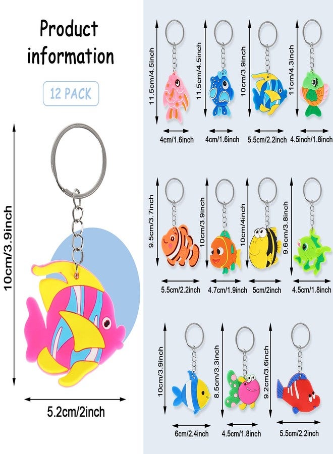 وولاين مجموعة سلاسل مفاتيح على شكل أسماك من Whaline، 12 قطعة، ألوان زاهية، مستوحاة من أسماك استوائية وكائنات بحرية، مثالية لتزيين حفلات عالم ما تحت الماء، مناسبة للأولاد والبنات، أعياد الميلاد، حفلات الصيف، مكافآت مدرسية، وحفلات استقبال المولود الجديد. - Image 2