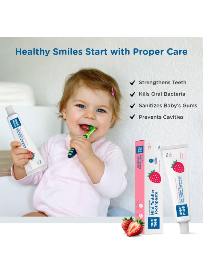 Mee Mee Fluoride Free Baby Toothpaste for Kids & Toddlers | Safe to Swallow Training Toothpaste | Strawberry Flavor | Cavity Protection | Gentle Oral Care | 70g - Image 4