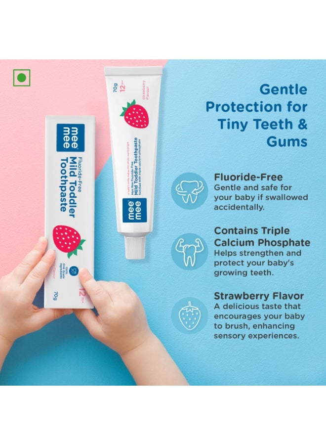 Mee Mee Fluoride Free Baby Toothpaste for Kids & Toddlers | Safe to Swallow Training Toothpaste | Strawberry Flavor | Cavity Protection | Gentle Oral Care | 70g - Image 2
