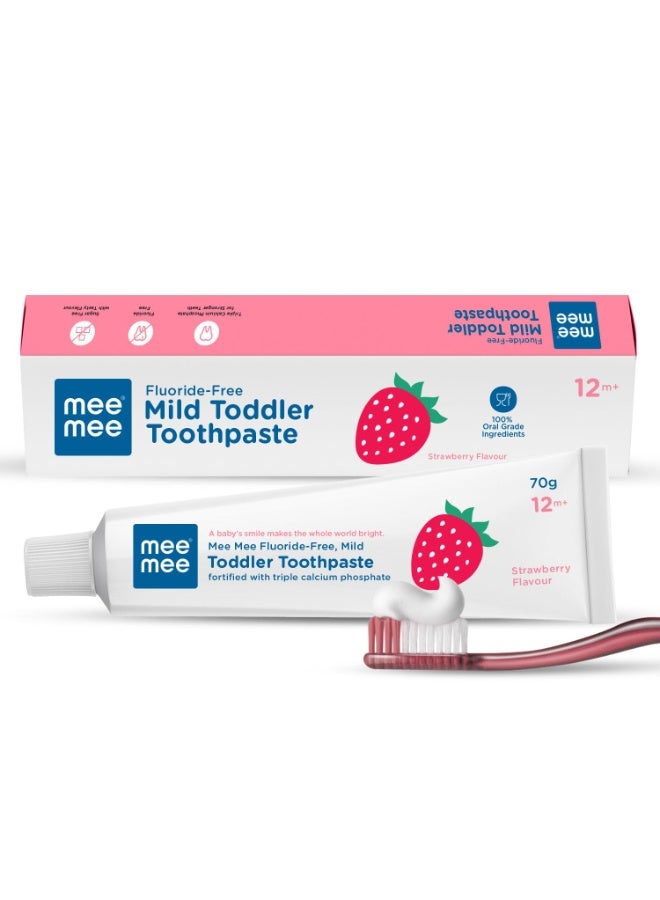 Mee Mee Fluoride Free Baby Toothpaste for Kids & Toddlers | Safe to Swallow Training Toothpaste | Strawberry Flavor | Cavity Protection | Gentle Oral Care | 70g - Image 1