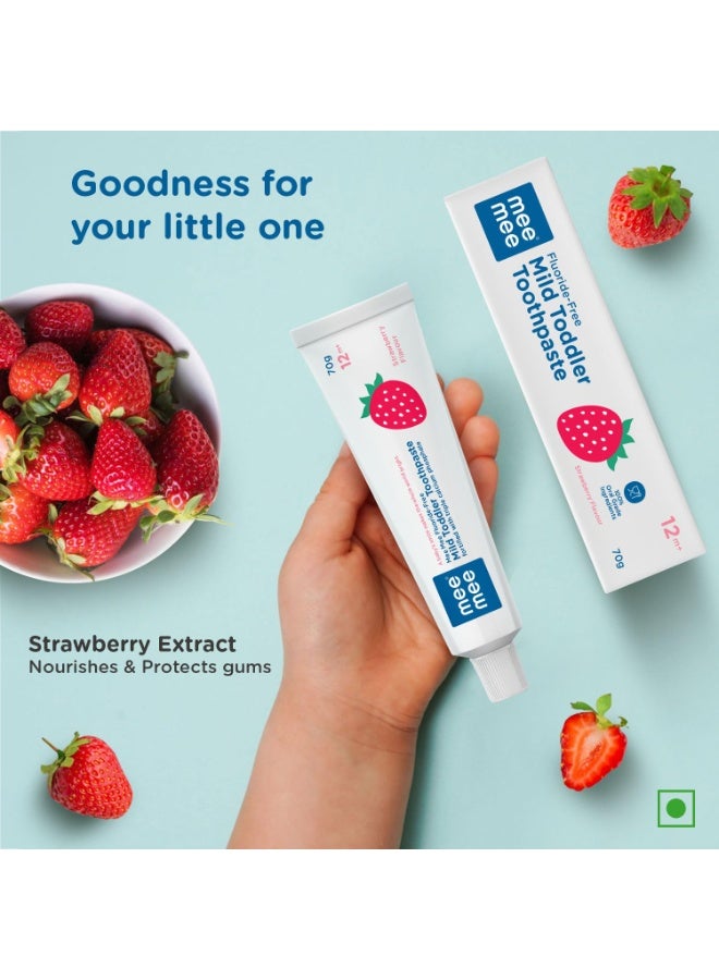 Mee Mee Fluoride Free Baby Toothpaste for Kids & Toddlers | Safe to Swallow Training Toothpaste | Strawberry Flavor | Cavity Protection | Gentle Oral Care | 70g - Image 3