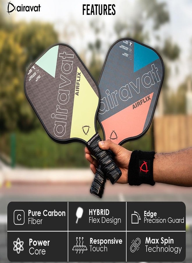 Airavat AIRFLIX 102OL Pickleball Paddle/Racket, 16MM Thick Pure Carbon Fiber, Lightweight, high-Performance Control and Comfort. Ideal for Kids, Adults, Beginners, and intermediates - Black - Image 5