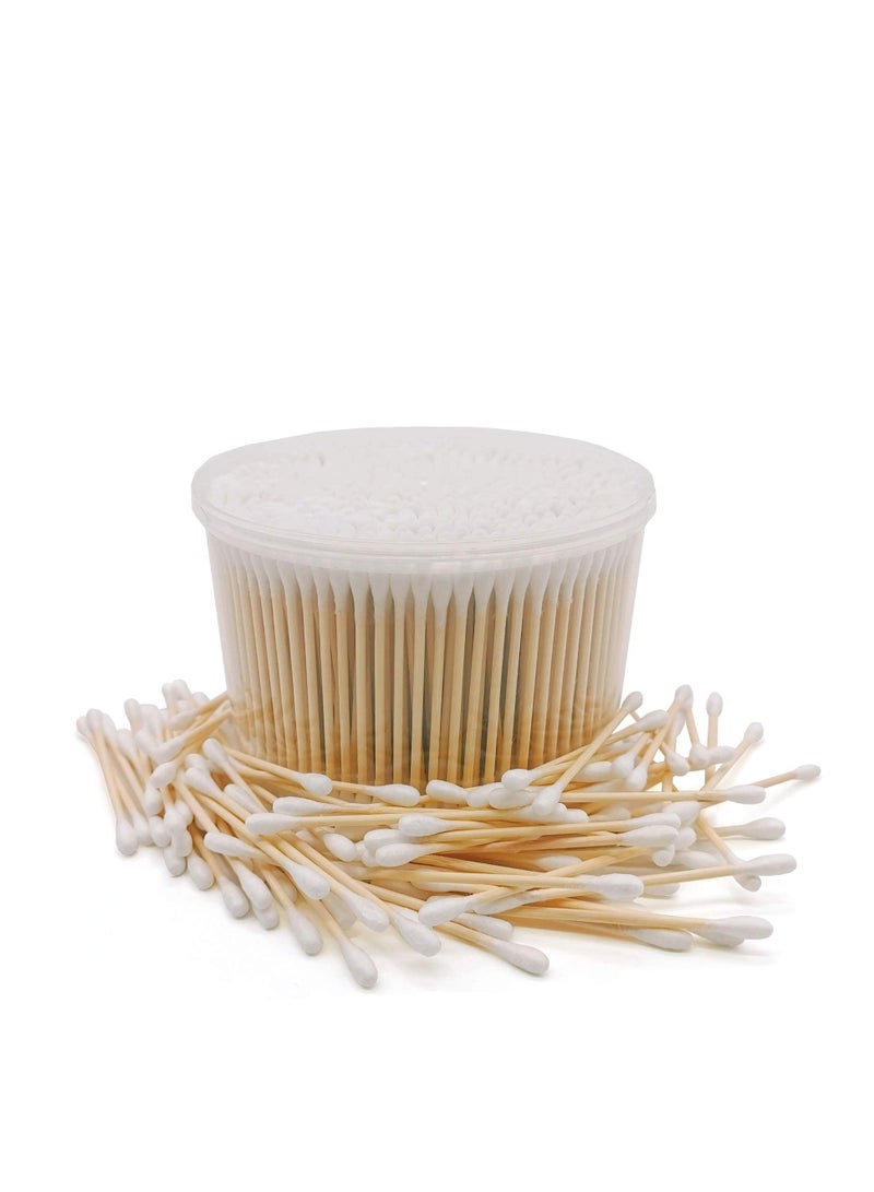 SYOSI Cotton Swabs Wooden Cotton Buds 500 PCS Bamboo Biodegradable Eco Friendly Sticks Dual Tipped Applicators Organic Recyclable Biodegradable Cotton Buds for Ear Cleaning Makeup - Image 1