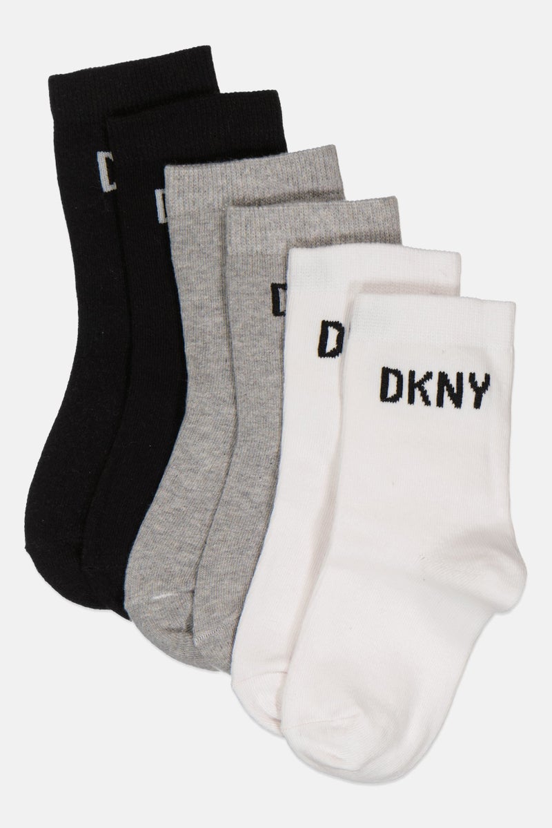 DKNY Kids Boy 6 Pairs Brand Logo Crew Socks, Multicolor - Image 3