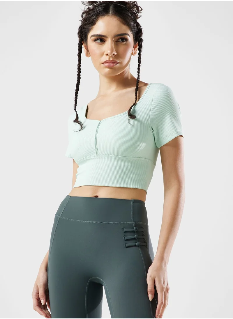 FRWD Cropped Rib Detail Sports Bra