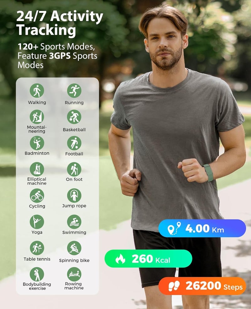 سوار ذكي ، فرقة تتبع النشاط واللياقة البدنية القابلة للارتداء ، تتبع النوم 24 ساعة ، معدل ضربات القلب المستمر طوال اليوم ، جهاد ضغط الدم HRV Monitor ، 120 + أوضاع الرياضة سوار ذكي مع 2 فرقة ، تطبيق مجاني - Image 4