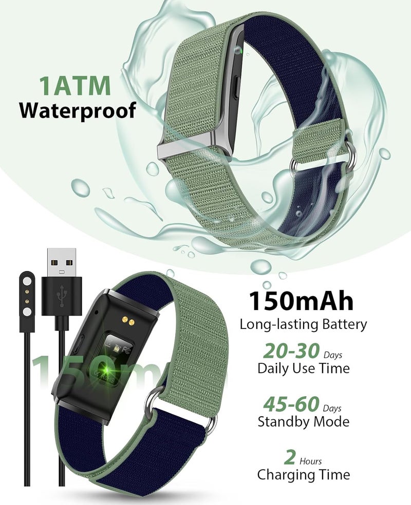 سوار ذكي ، فرقة تتبع النشاط واللياقة البدنية القابلة للارتداء ، تتبع النوم 24 ساعة ، معدل ضربات القلب المستمر طوال اليوم ، جهاد ضغط الدم HRV Monitor ، 120 + أوضاع الرياضة سوار ذكي مع 2 فرقة ، تطبيق مجاني - Image 5