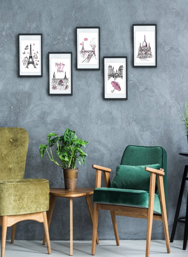 Spakon 9 Pieces Paris Bathroom Decor Paris Theme Wall Art Room Decor Romantic Pink Eiffel Tower Wall Art Bedroom Pictures - Image 4