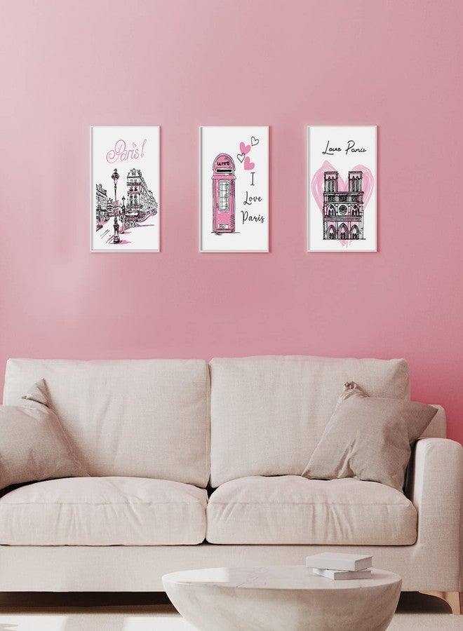 Spakon 9 Pieces Paris Bathroom Decor Paris Theme Wall Art Room Decor Romantic Pink Eiffel Tower Wall Art Bedroom Pictures - Image 3