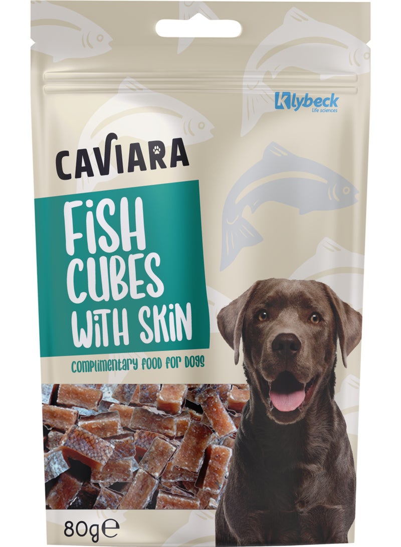 Caviara Dog Treats Fish cubes with fish skin  80 gr