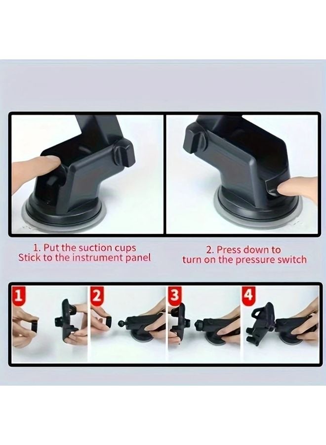 Black Three In One Universal Hands Free Waterproof Car Phone Holder Dashboard Air Vent Mount - Image 5