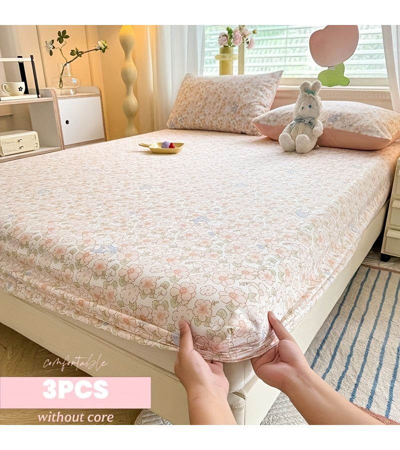 طقم ملاءة مقاس 55 × 12 × 78 بوصة مع 2 كيس وسادة، طبعة زهور حديقة سرية، خفيفة الوزن وناعمة وصديقة للبشرة، ملاءة سرير لجميع الفصول للاستخدام المنزلي والسفر والنوم والفندق. - Image 1