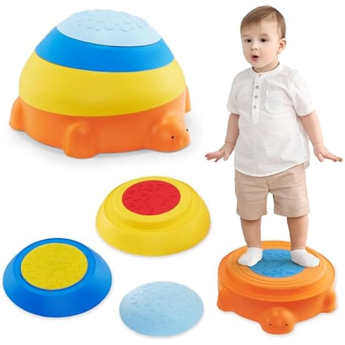 SENSORY COURSE FOR CHILDREN - COLORFUL TORTOISE, 4 PIECES, PASTEL COLORS, NON-SLIP, DURABLE PP AND TPE PLASTIC, DEVELOPS MOTOR SKILLS AND BALANCE, FOR KIDS 3+, UP TO 100KG - Image 1