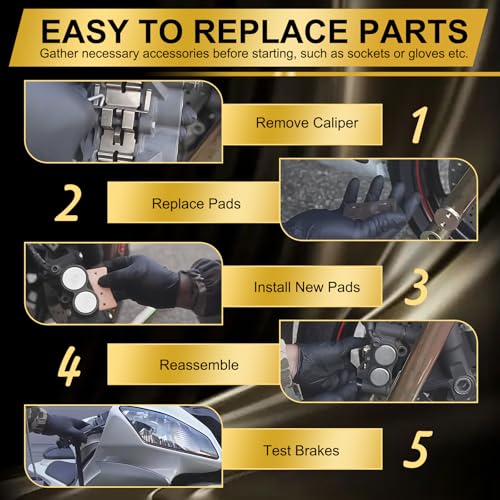 S SYUU High-Performance Reliable Motorcycle Front Rear Brake Pads Set Kit Compatible with Can-Am Spyder RT/RT-S/RS/RS-S 10-12 - Low Noise, Easy Installation FA474F FA473R - Image 5