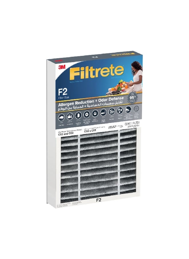 3M - Filtrete F2 Allergen Reduction and Odor Defense Replacement Filter White and Grey 33.8 x 22.6 x 5.4 cm FAPF-F2-O - Image 1