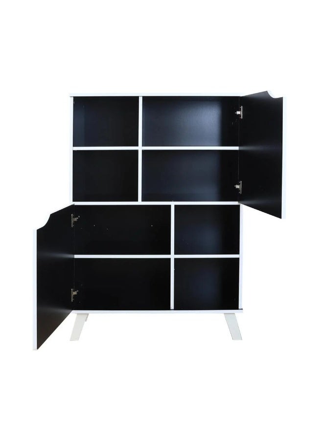 بيتي وحدة تخزين ادراج 4 دور خشب ماليزي بابين لون ابيض واسود - Image 3