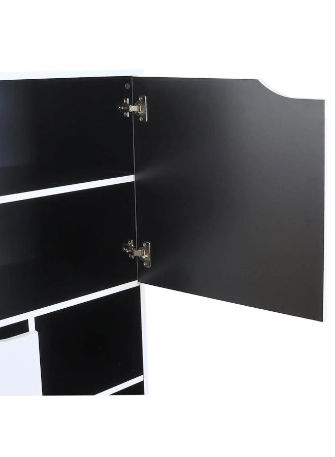 بيتي وحدة تخزين ادراج 4 دور خشب ماليزي بابين لون ابيض واسود - Image 2