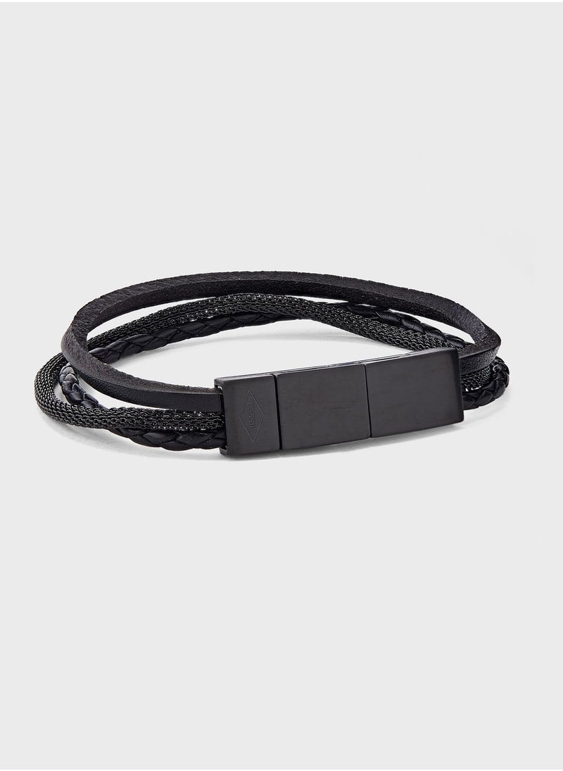 FOSSIL - Jof00535001 Triple Strand Leather Bracelet - Image 1