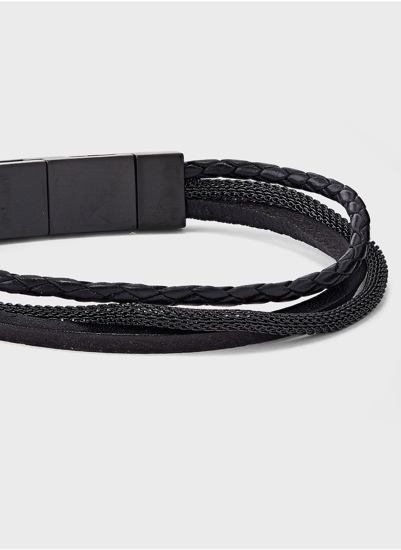 FOSSIL - Jof00535001 Triple Strand Leather Bracelet - Image 1