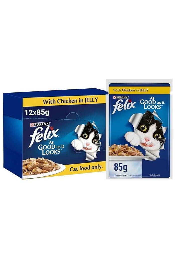 Felix As Good As It Looks Cat With Chicken In Jelly 85G Pack Of 12 - Image 1