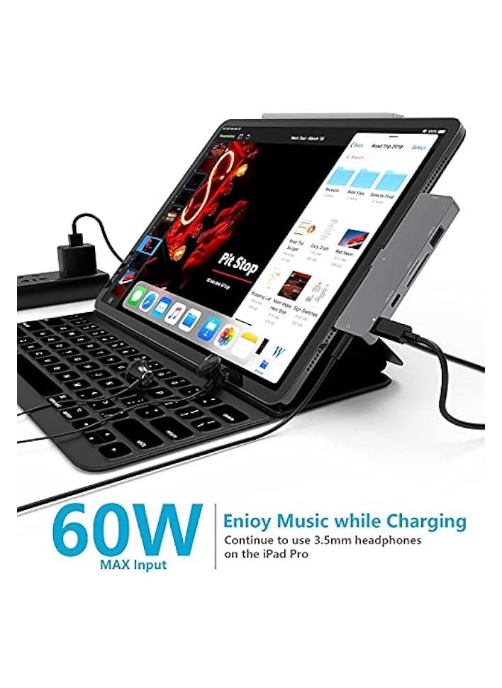 erorex - 7-in-1 USB C Hub for iPad Pro M4 M2 M1 13 11 12.9 inch,iPad Air Adapter, 4K HDMI 3.5mm Headphone Jack, Docking Station Type C PD Charging,USB 3.0,SD/Micro Card Reader, iPad mini 6 Accessories - Image 1