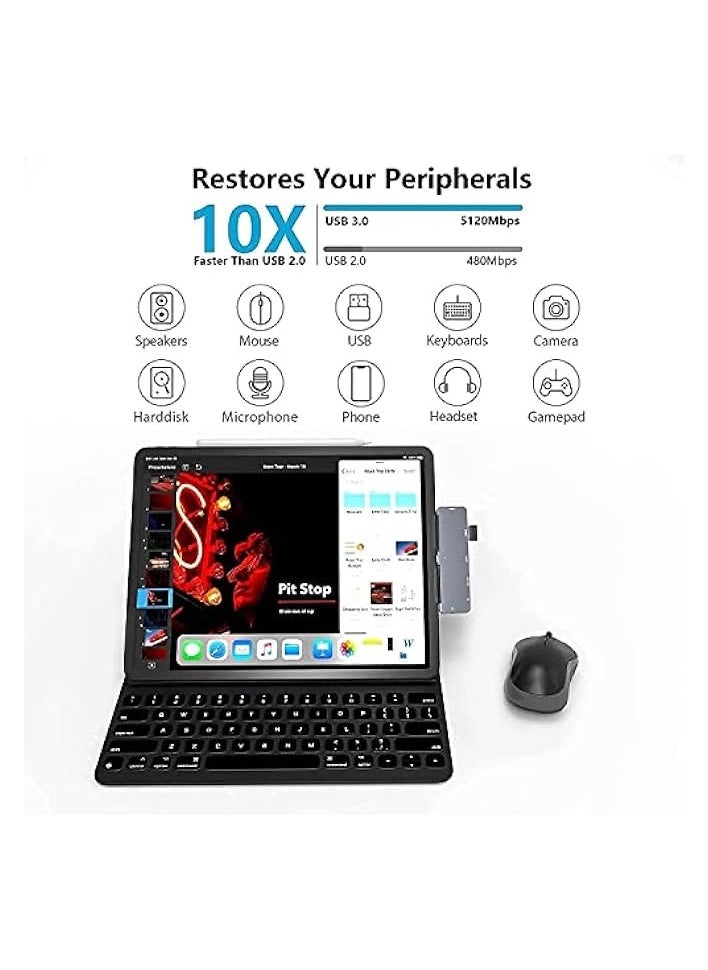 erorex - 7-in-1 USB C Hub for iPad Pro M4 M2 M1 13 11 12.9 inch,iPad Air Adapter, 4K HDMI 3.5mm Headphone Jack, Docking Station Type C PD Charging,USB 3.0,SD/Micro Card Reader, iPad mini 6 Accessories - Image 1