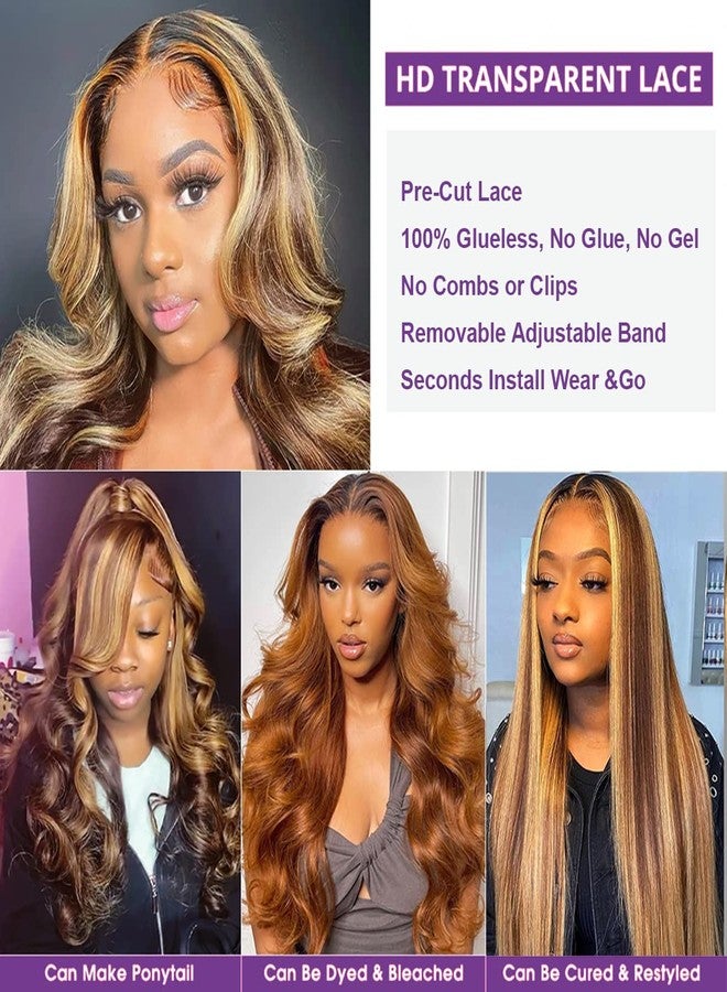 ISEE Wear and Go Glueless Wig HD Lace Front Wigs Human Hair Body Wave Wigs for Black Women 4/27 Honey Blonde Ombre Highlight Glueless Wigs Human Hair Pre Plucked (18 Inch,180% Density) - Image 5