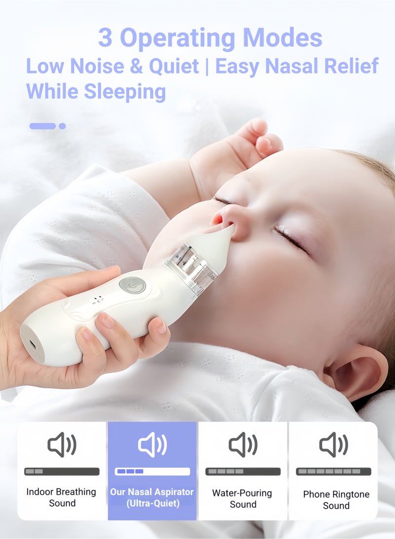 ARUWA Nasal Aspirator for Baby - Electric Nose Aspirator for Toddler, Baby Nose Sucker, Automatic Nose Cleaner with 2 Silicone Tips, 3 Adjustable Suction Level, Music and Light Soothing Function - Image 3