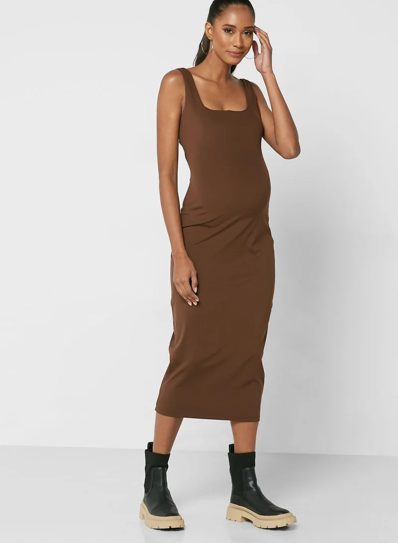 Cotton On Bump Friendly Bodycon Square Neck Midi Dress