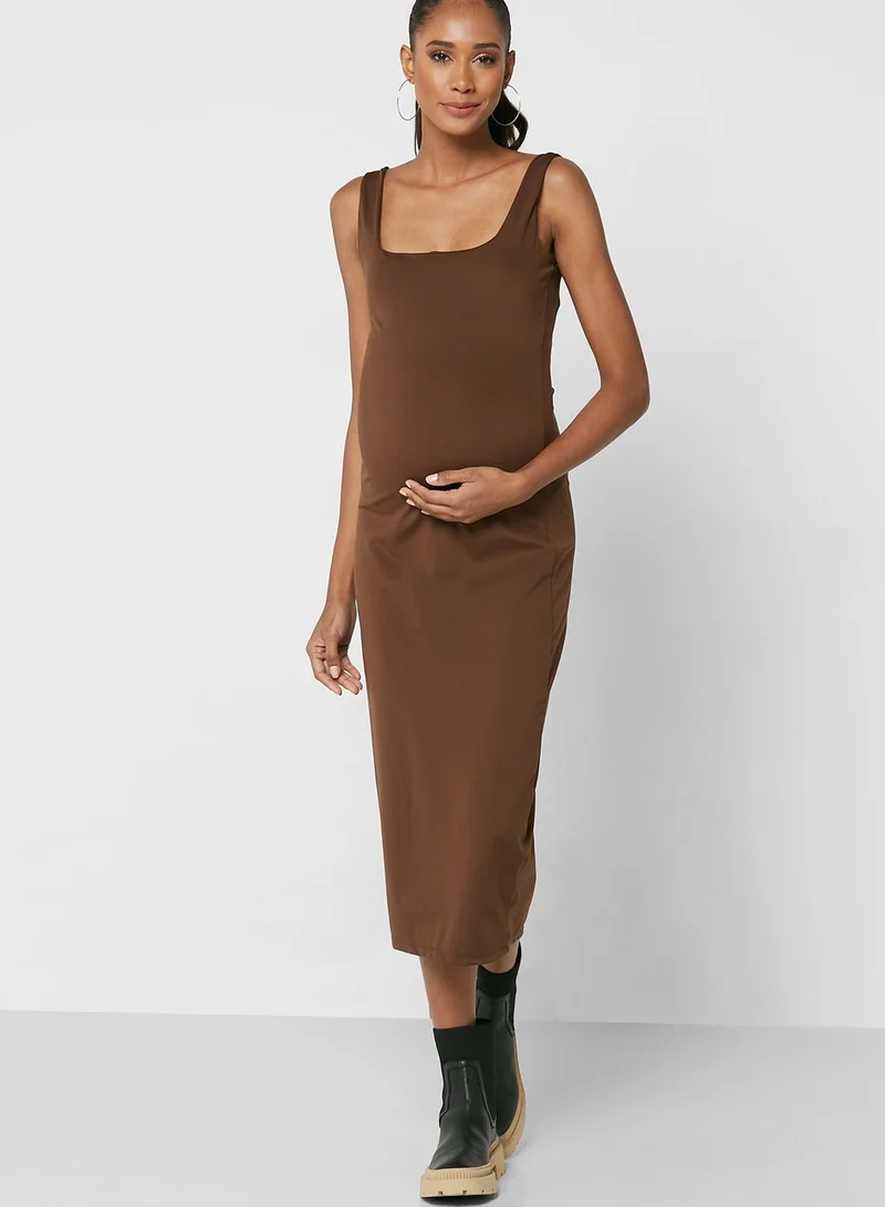 Cotton On Bump Friendly Bodycon Square Neck Midi Dress