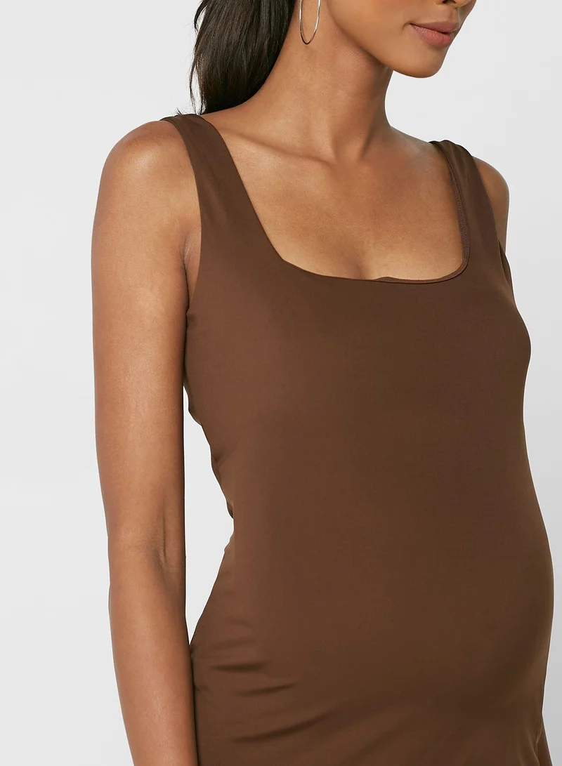Cotton On Bump Friendly Bodycon Square Neck Midi Dress