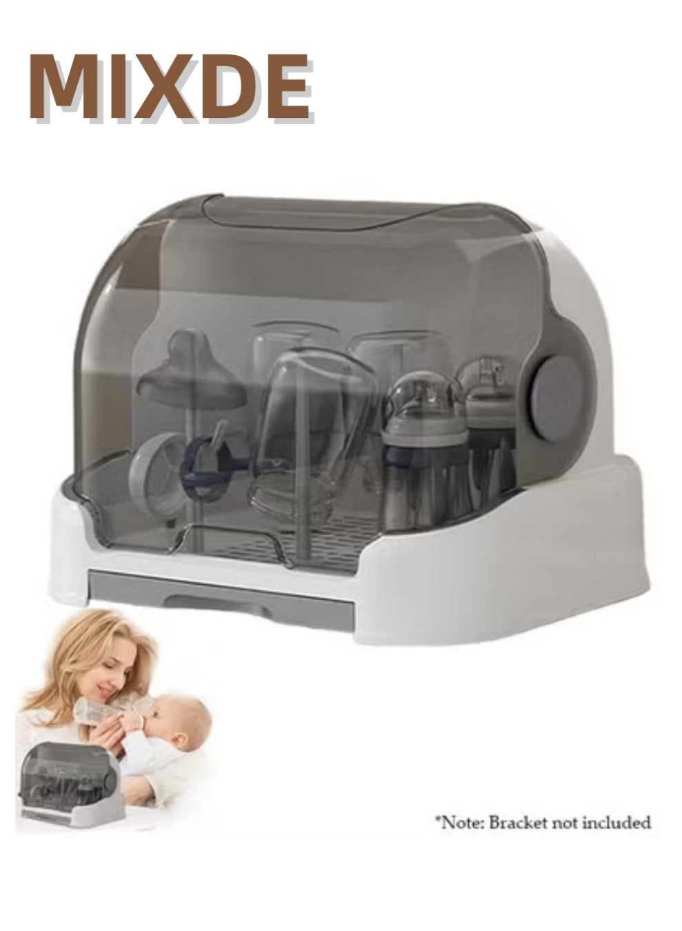 Baby Bottle Drying Rack, Vertical Baby Bottle Storage with Anti-dust Cover, Tableware Drying Rack with Pull-Out Drain Board, Portable Kitchen Cabinet Organizer , Cup Storage Box for Home Kitchen